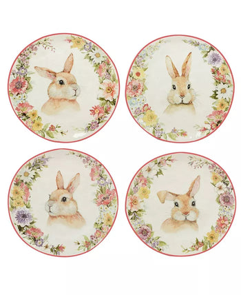 Easter Garden Bunny Salad Dessert Plates Set of 4